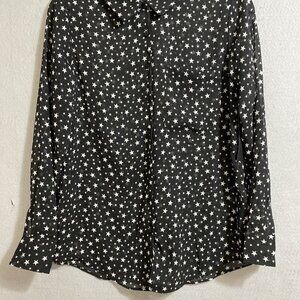 LOVE FOR HUMANITY COUTURE Button Up Sheer Black W Stars Polyester Blend Shirt M‎